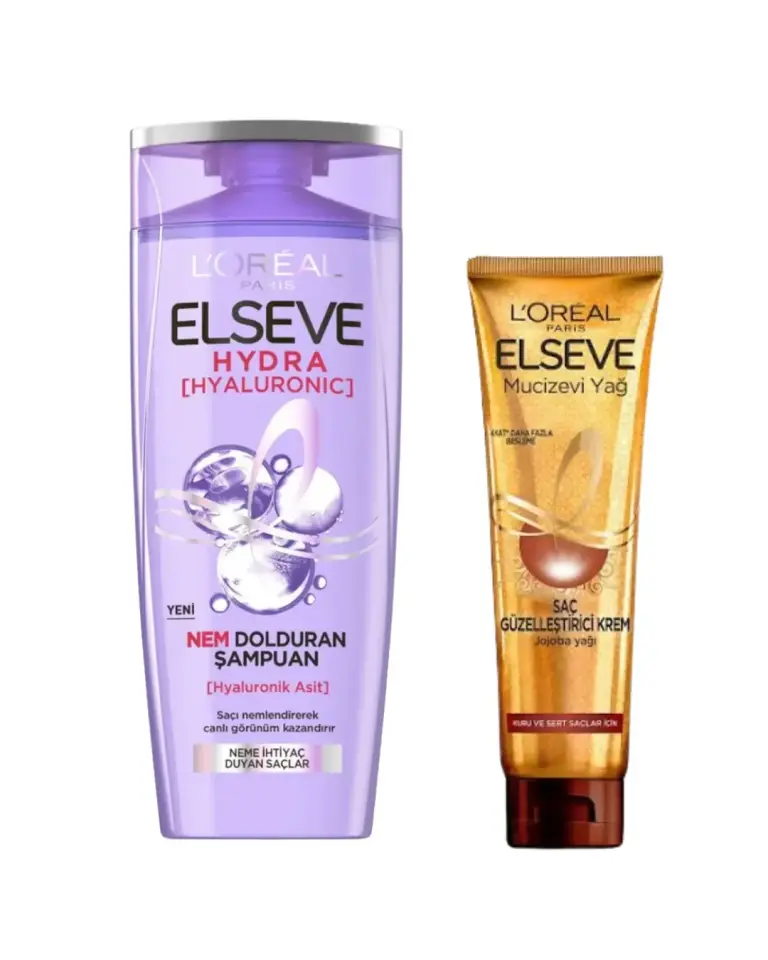 Elseve Hydra Şampuan + Mucizevi Yağ Saç Güzelleştirici Krem Seti - Kuru ve Sert Saçlar