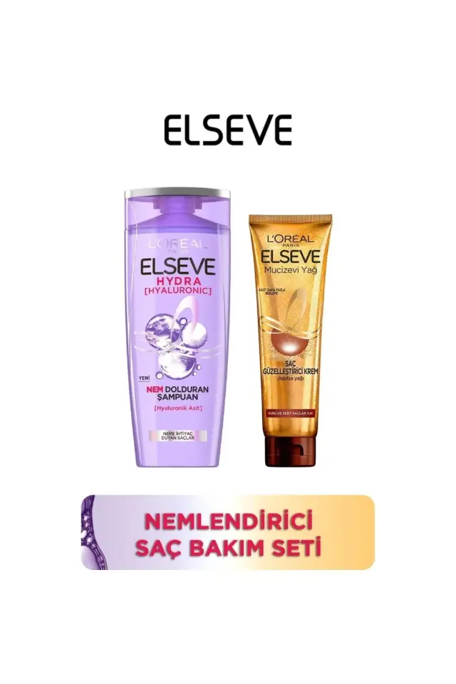 Elseve Hydra Şampuan + Mucizevi Yağ Saç Güzelleştirici Krem Seti - Kuru ve Sert Saçlar