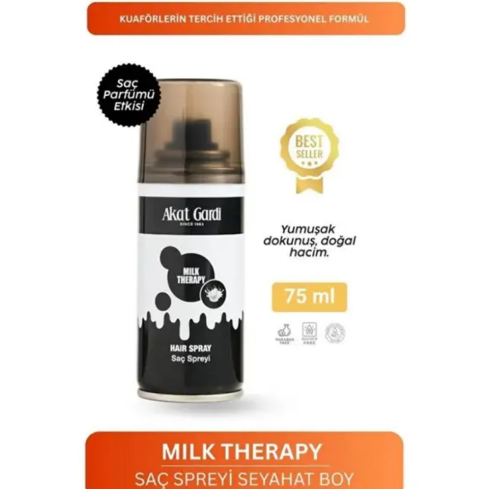 Akat Gardi Saç Spreyi Milk Therapy 75Ml.Süt Kokusu Etkisi Seyahat Boy