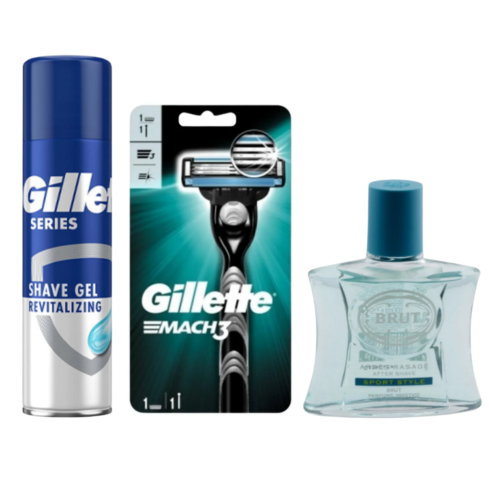 Gillette Mach3 Erkek Tıraş Seti – Tıraş Makinesi + Tıraş Jeli 200 ml + Brut After Shave 100 ml