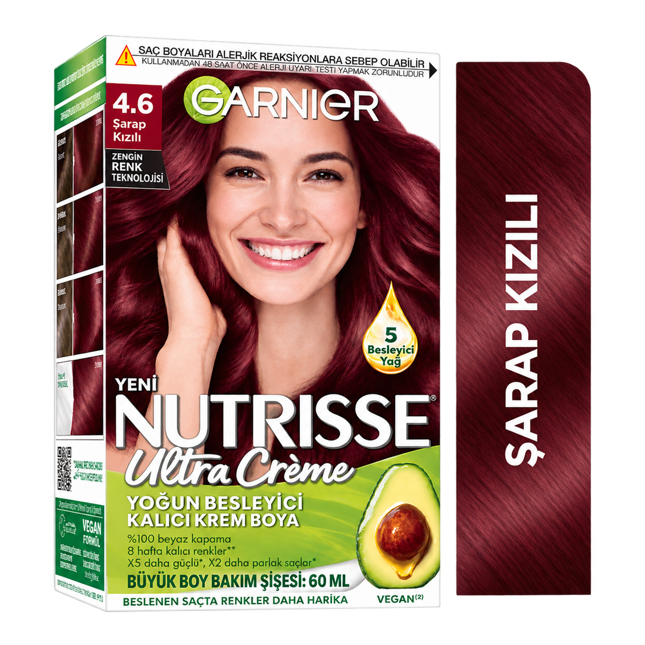 Garnier Nutrisse Yoğun Besleyici Kalıcı Krem Saç Boyası 4.6 Şarap Kızılı