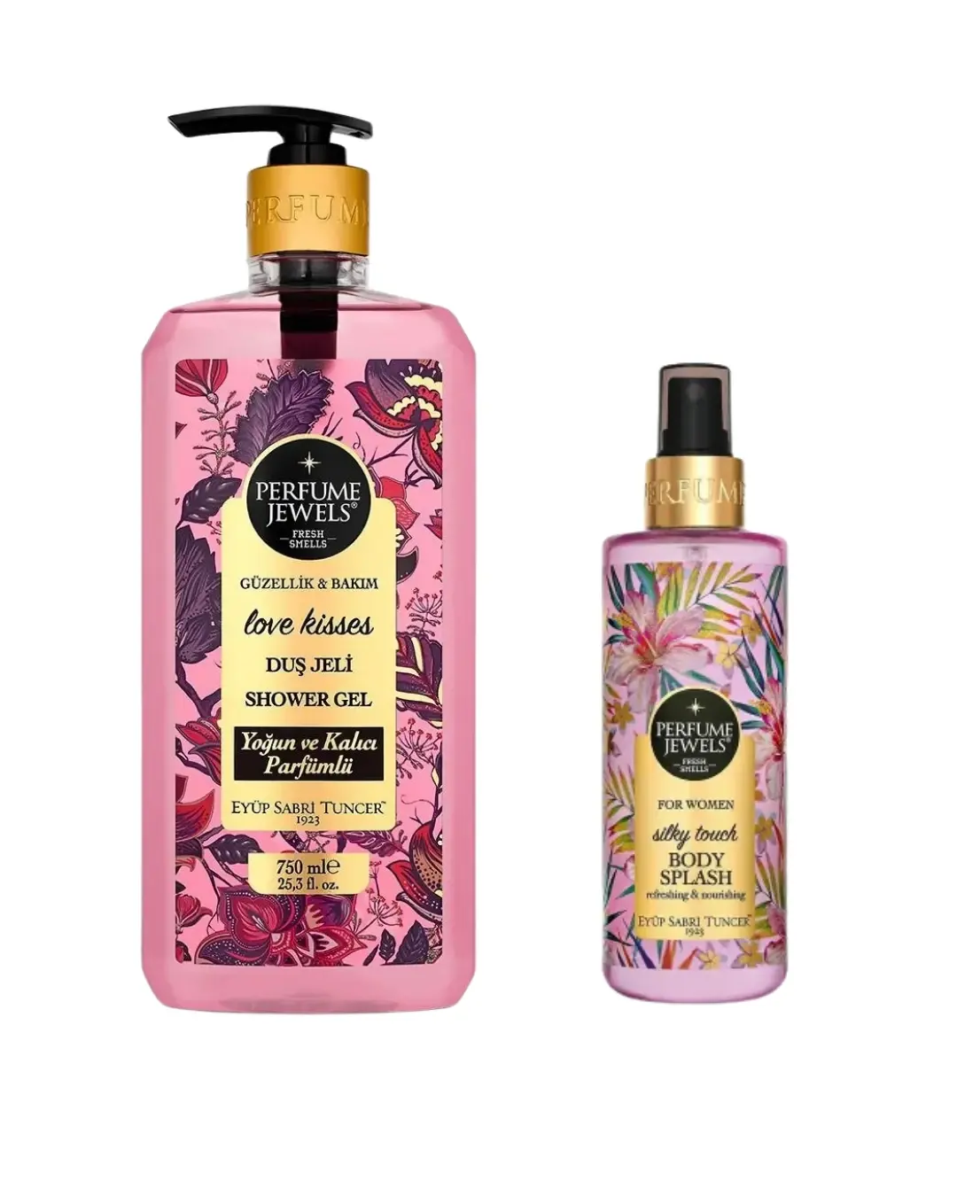 Eyüp Sabri Tuncer Perfume Jewels™ Love Kisses Duş Jeli 750 ml + Eyüp Sabri Tuncer Silky Touch 250 ml Vücut Spreyi 2'Li Set