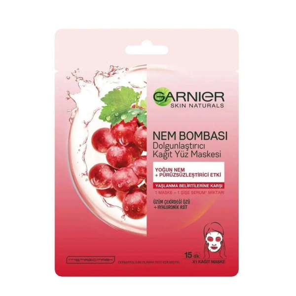 Garnier Kağıt Maske Nem Bombası Üzüm Çekirdeği Özü