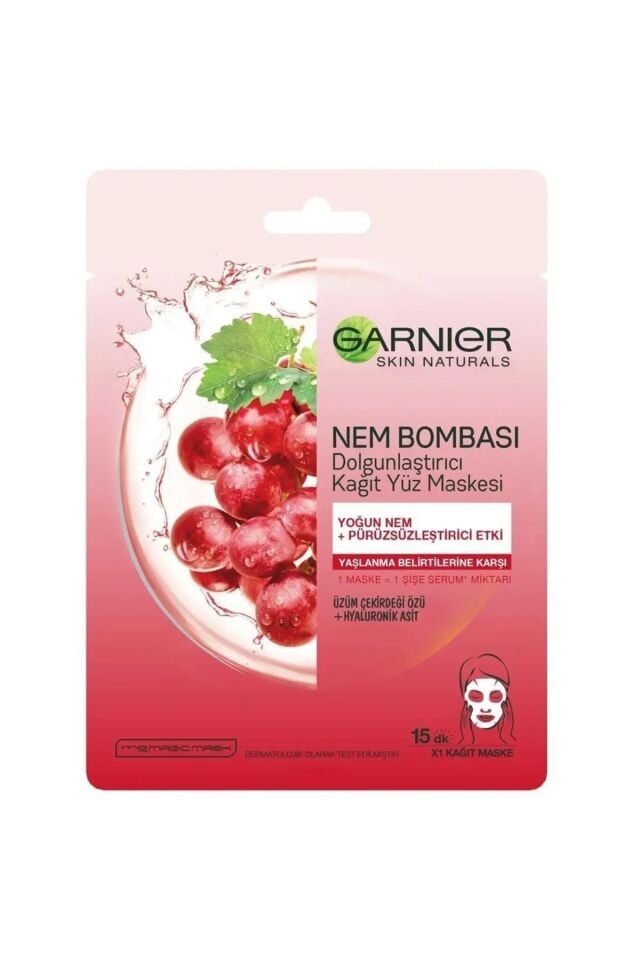 Garnier Kağıt Maske Nem Bombası Üzüm Çekirdeği Özü
