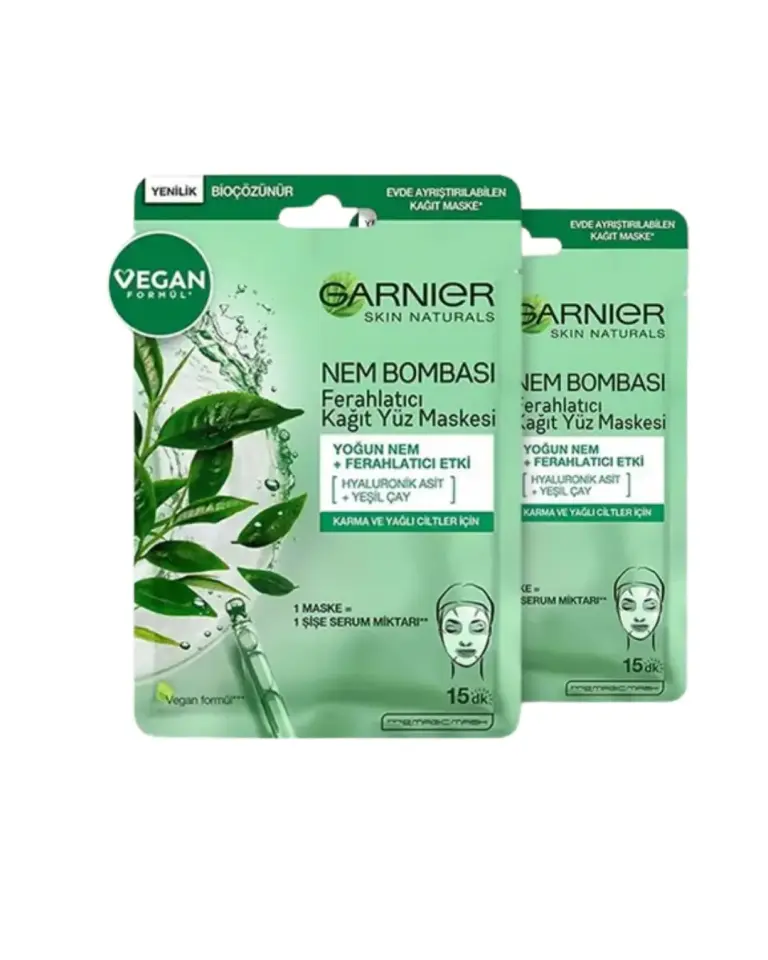 Garnier Kağıt Yüz Maskesi Ferahlatıcı Nem Bombası 28 gr X 2 Adet