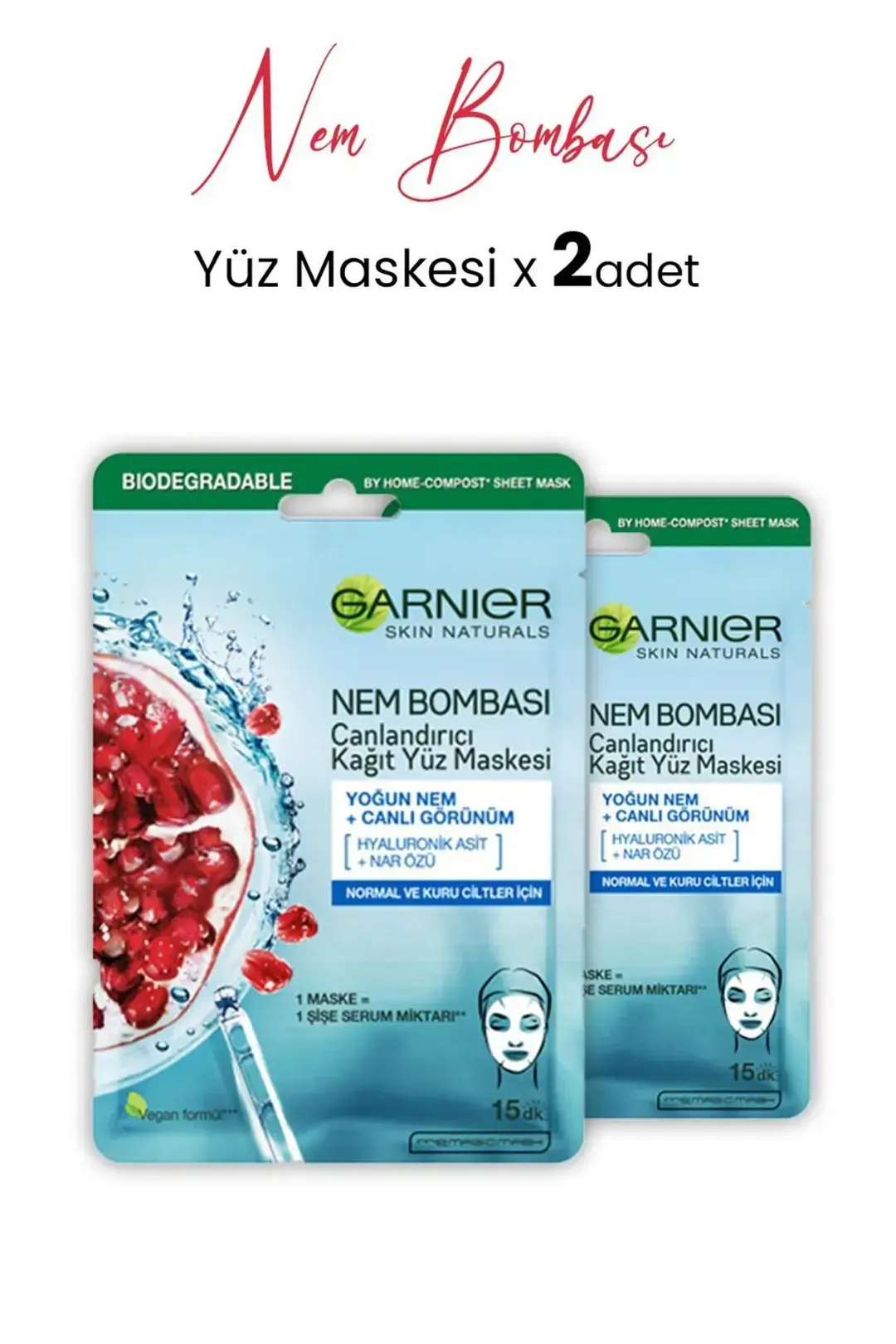 Garnier Kağıt Yüz Maskesi Nem Bombası Canlandırıcı 28 gr X 2 Adet