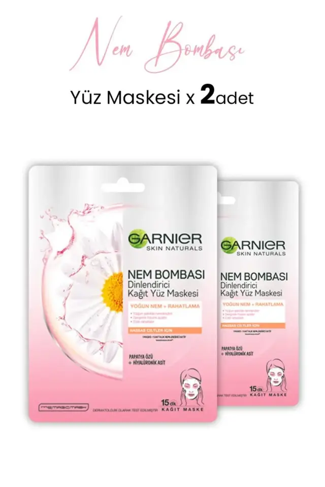 Garnier Kağıt Yüz Maskesi Nem Bombası Dinlendirici 28 gr X 2 Adet