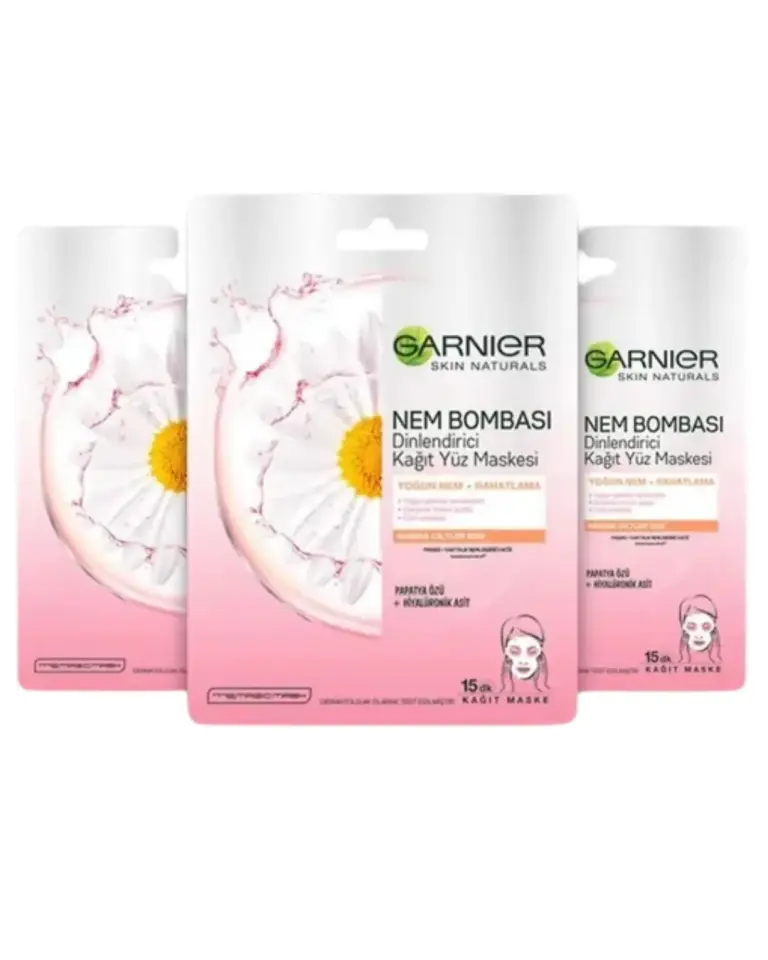Garnier Kağıt Yüz Maskesi Nem Bombası Dinlendirici 28 gr x 3 Adet
