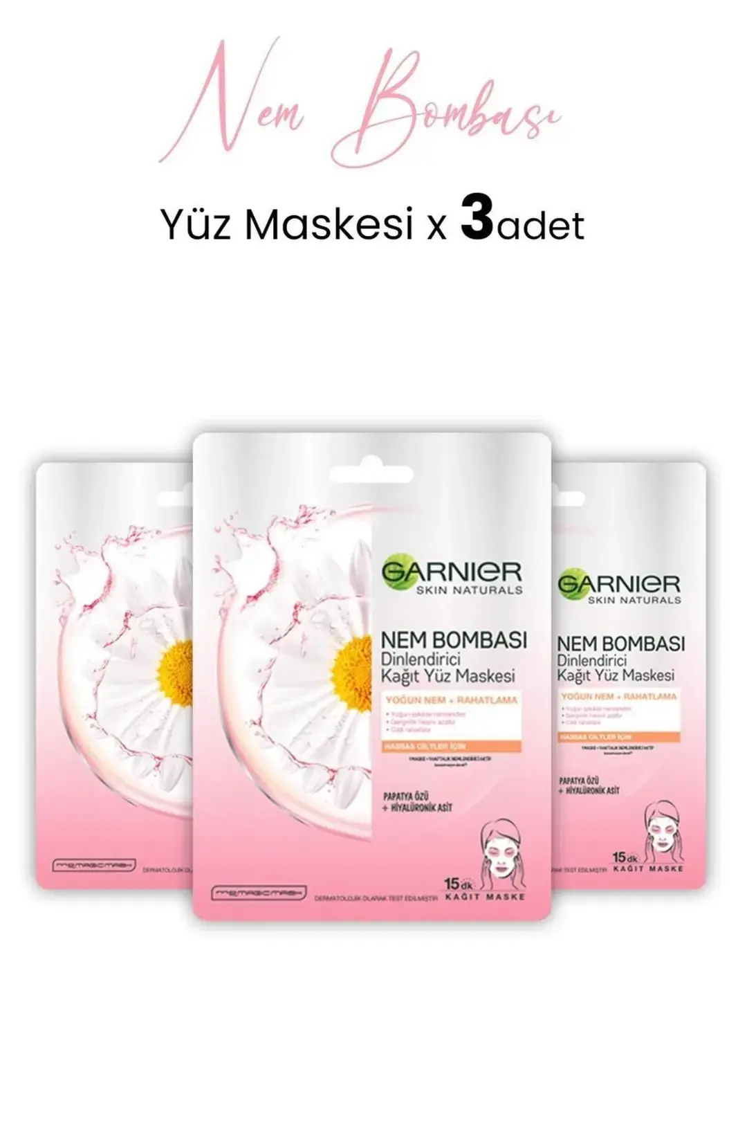 Garnier Kağıt Yüz Maskesi Nem Bombası Dinlendirici 28 gr x 3 Adet