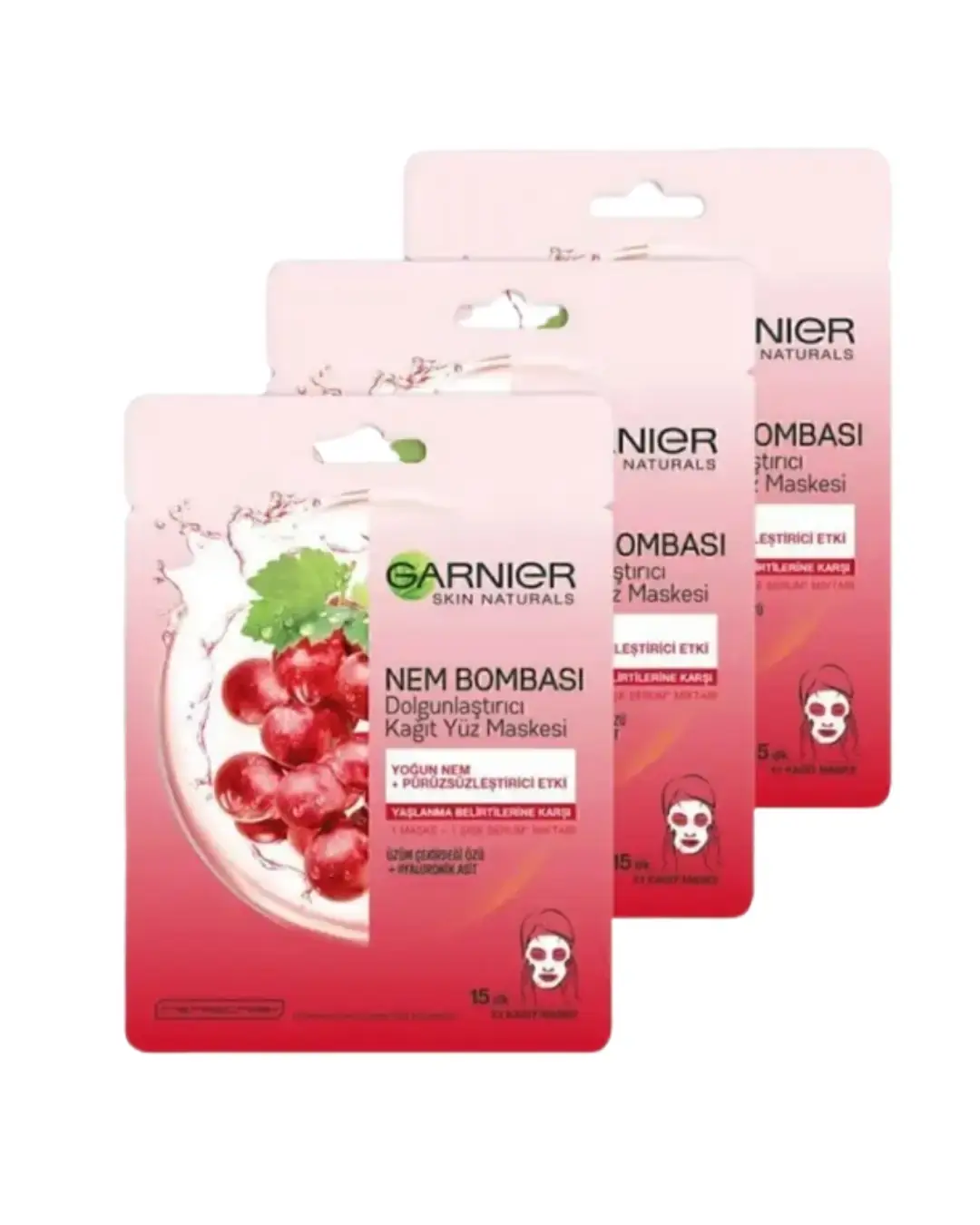 Garnier Nem Bombası Dolgunlaştırıcı Kağıt Yüz Maskesi 3'lü Set