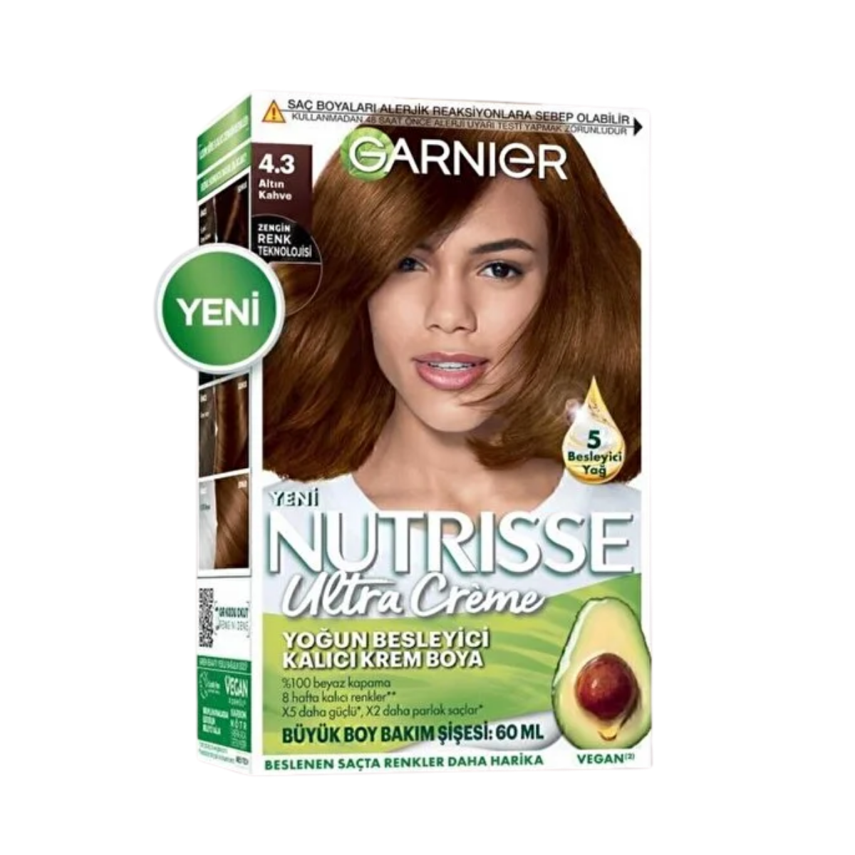 Garnier Nutrisse Yoğun Besleyici Kalıcı Krem Saç Boyası 4.3 Altın Kahve