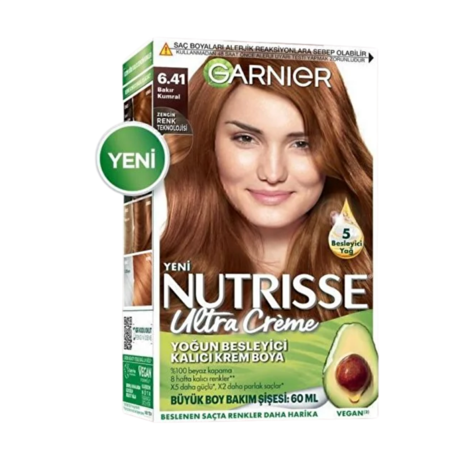 Garnier Nutrisse Yoğun Besleyici Kalıcı Krem Saç Boyası Bakır Kumral 6.41