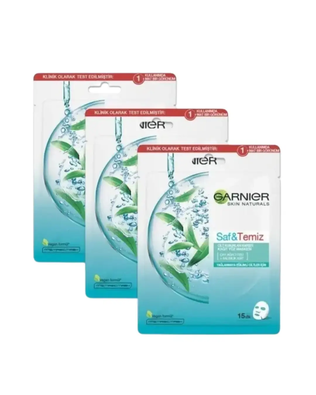 Garnier Saf ve temiz Cilt Kusurları Karşıtı Kağıt Yüz Maskesi 3'lü Set