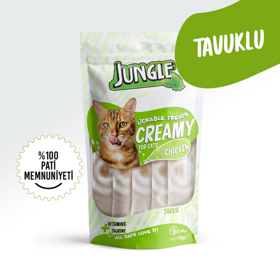 Jungle Krema Kedi Ödül Maması Tavuklu 5x14 Gr