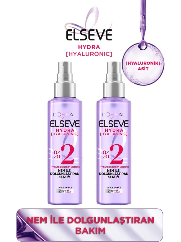 L'oréal Paris Elseve Hydra Hyaluronic Nem ile Dolgunlaştıran Serum 150 ml x 2 adet