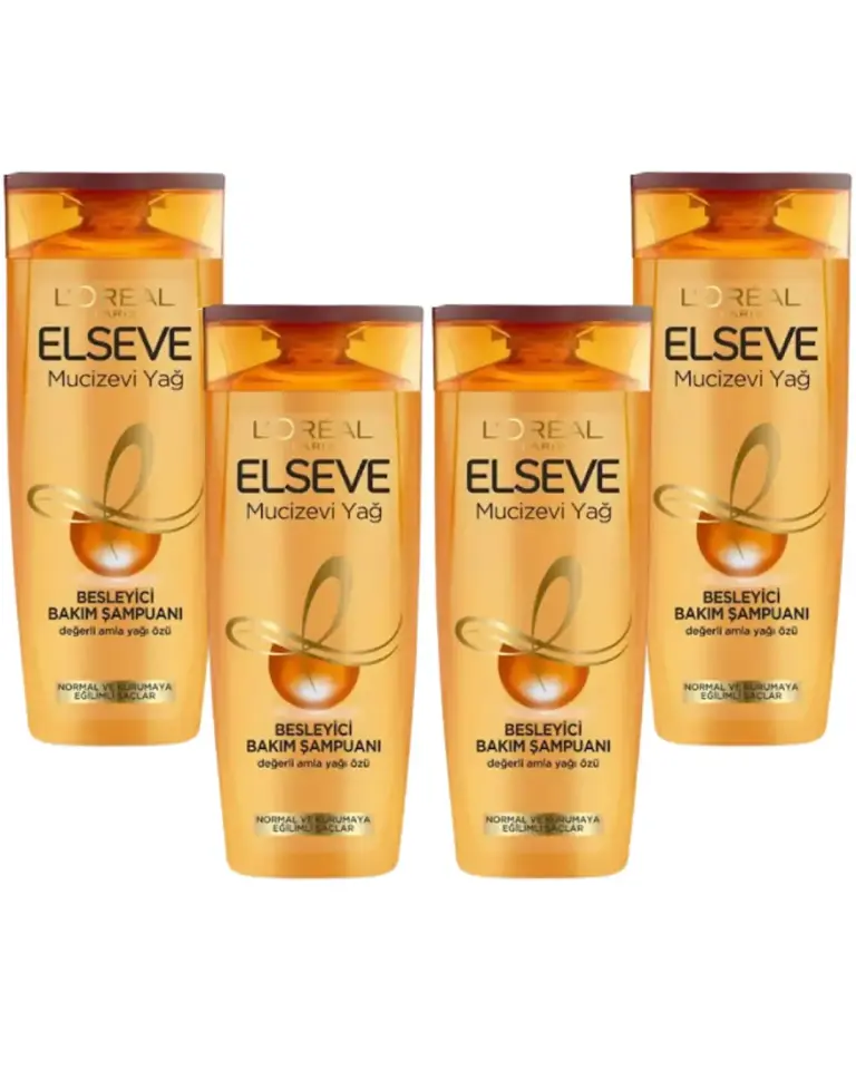 Loreal Elseve Mucizevi Yağ Besleyici Bakım Şampuanı 390 ml 4'lü Set
