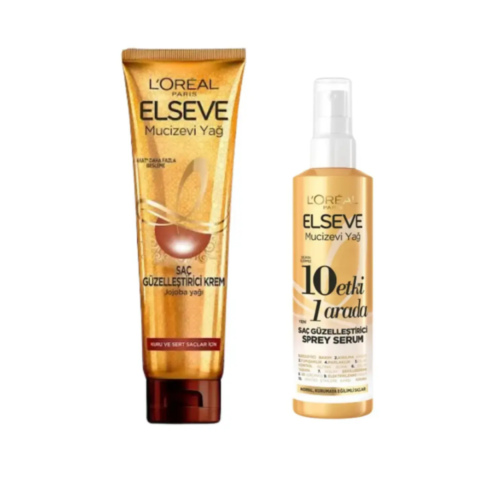 Loreal Elseve Mucizevi Yağ Saç Güzelleştirici Krem 150 ml & 10 Etki 1 Arada Saç Güzelleştirici Sprey Serum 150ml