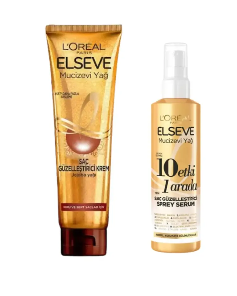 Loreal Elseve Mucizevi Yağ Saç Güzelleştirici Krem 150 ml & 10 Etki 1 Arada Saç Güzelleştirici Sprey Serum 150ml