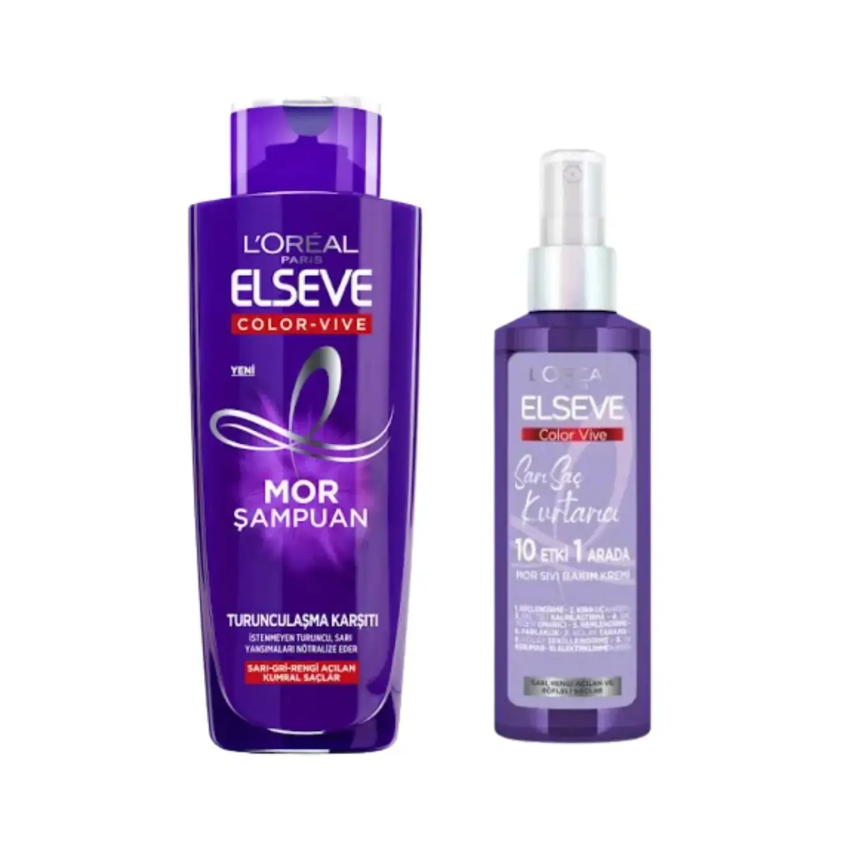 Loreal Elseve Sarı Saç Kurtarıcı Mor Bakım Seti - Turunculaşma Karşıtı Mor Şampuan & Mor Sıvı Bakım Kremi