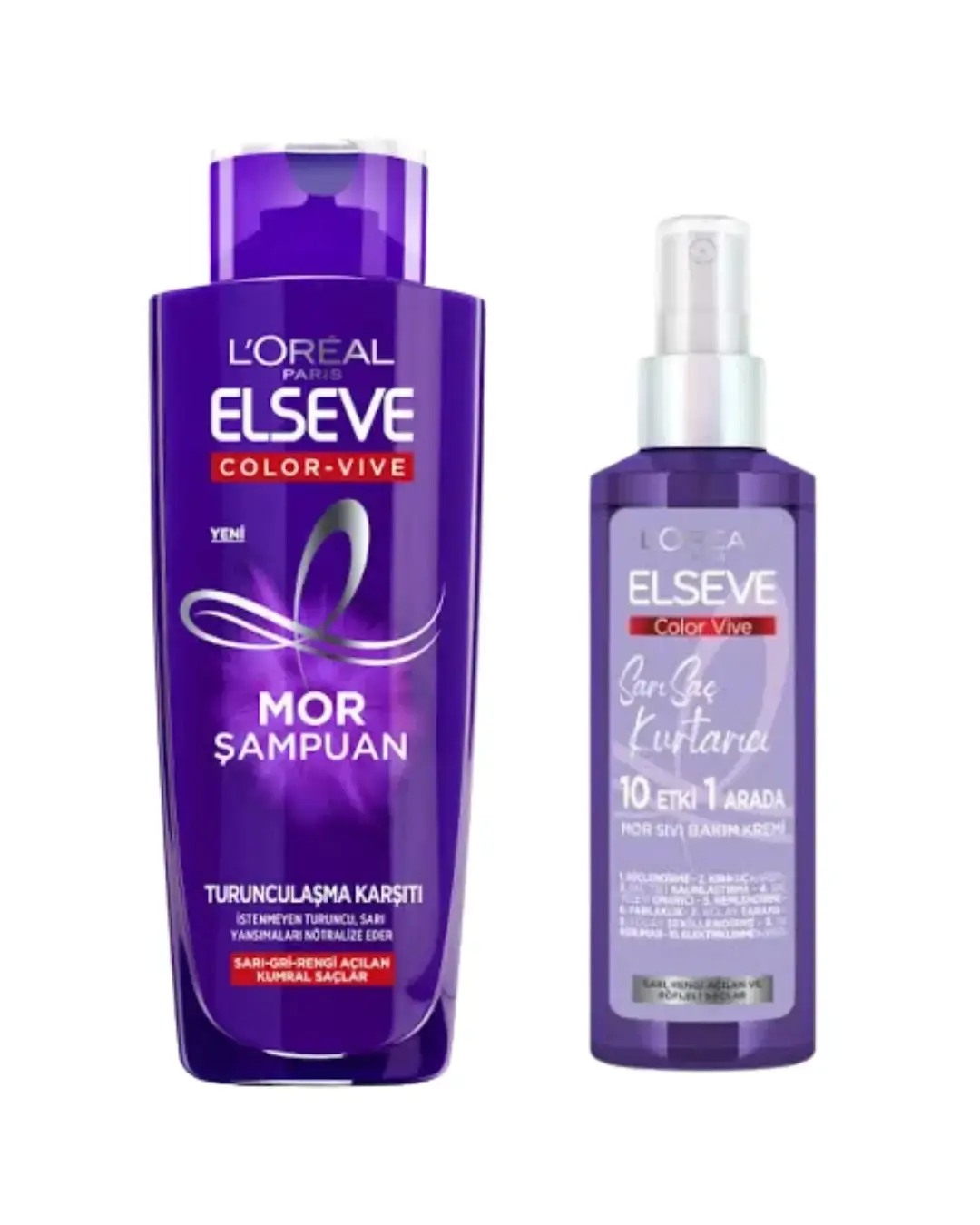 Loreal Elseve Sarı Saç Kurtarıcı Mor Bakım Seti - Turunculaşma Karşıtı Mor Şampuan & Mor Sıvı Bakım Kremi