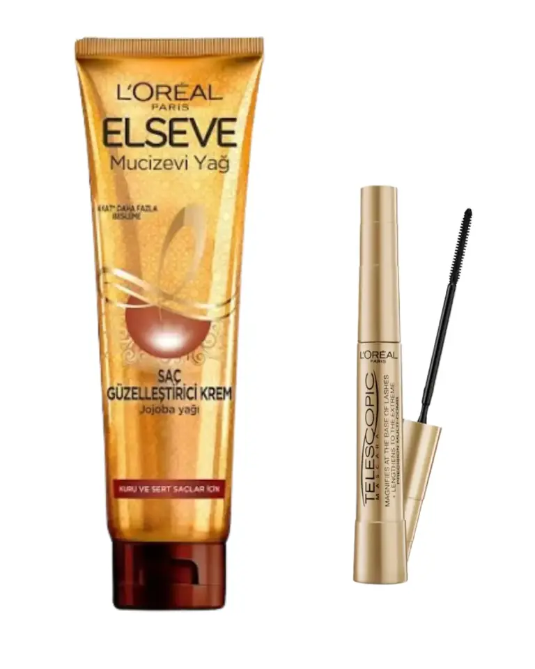 Loreal Paris Telescopic Maskara & Elseve Mucizevi Yağ Saç Güzelleştirici Krem 150 ml Set