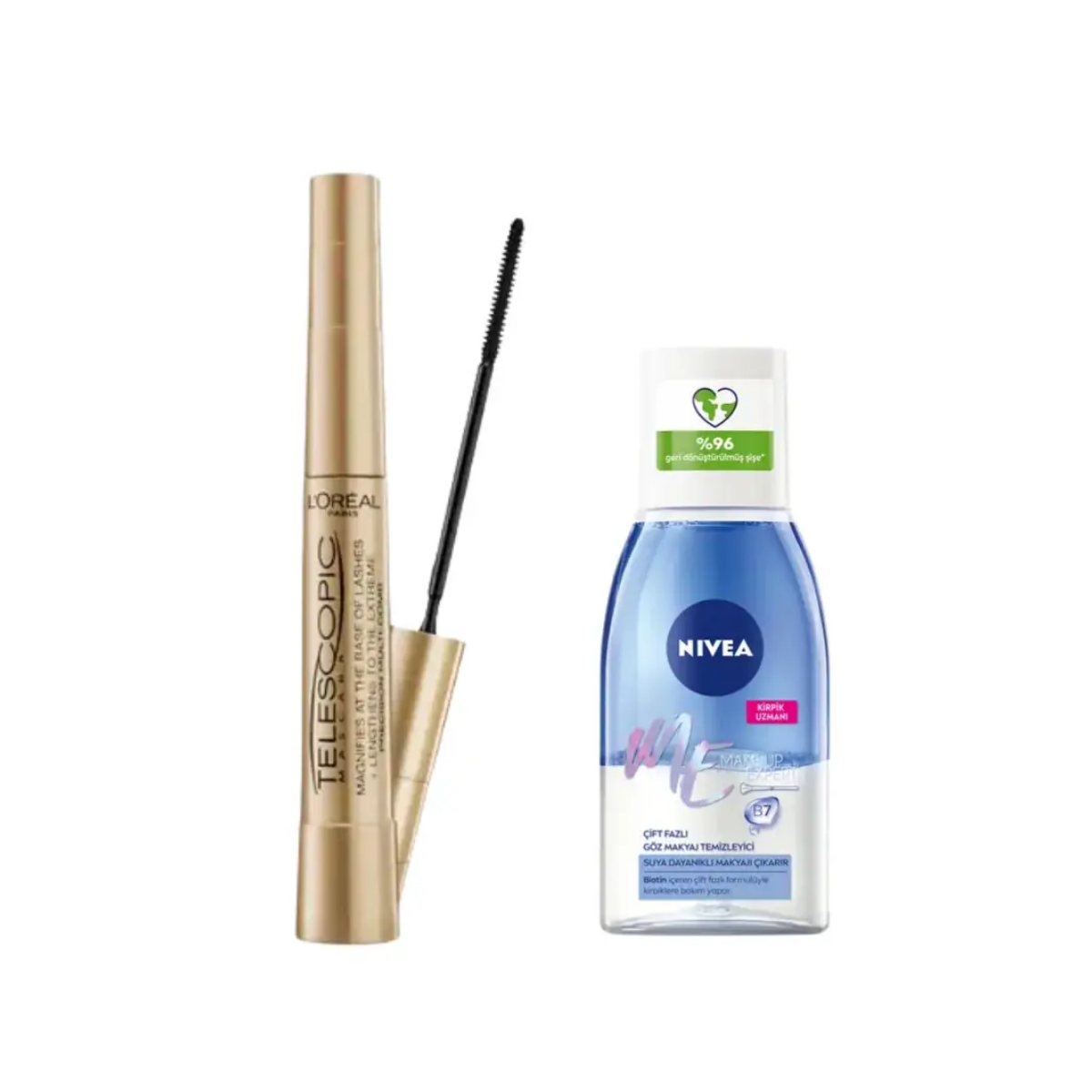 Loreal Paris Telescopic Maskara+Nivea Çift Fazlı Göz Makyaj Temizleyici