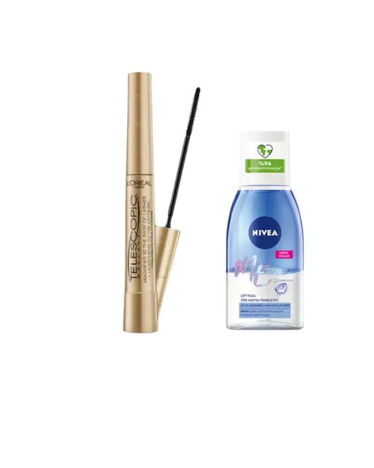 Loreal Paris Telescopic Maskara+Nivea Çift Fazlı Göz Makyaj Temizleyici